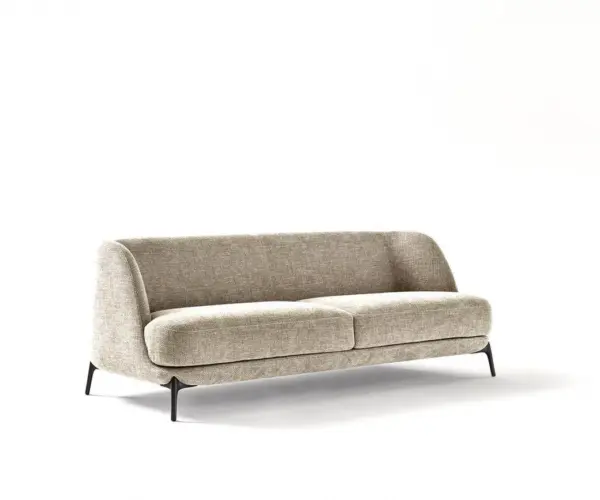 Beige Rounded Slender Sofa