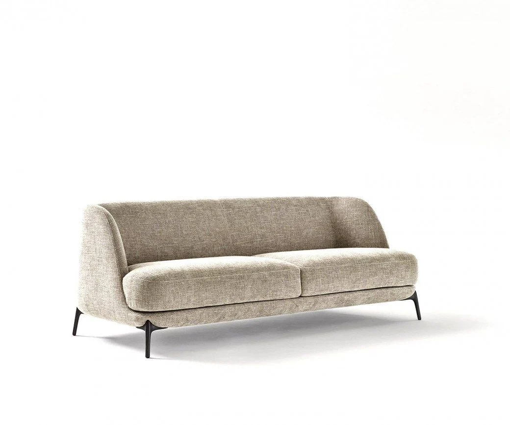 Beige Rounded Slender Sofa