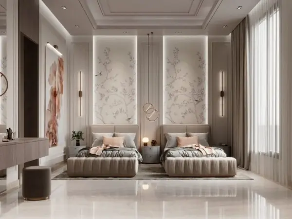 Ivory Twin-room Channelled Bed