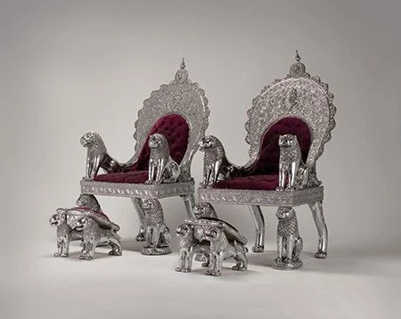 Silver-accent Ornate Burgundy Lounge Chair