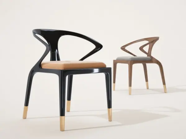 Black Angular Open-back Dining Chair
