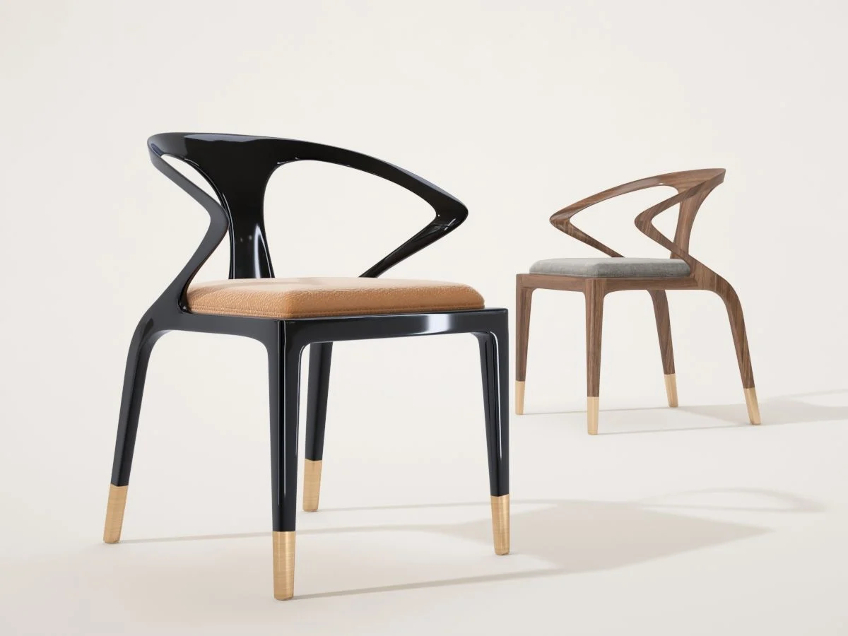 Black Angular Open-back Dining Chair