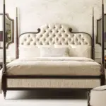 Ivory Button-tufted Finial-detail Bed