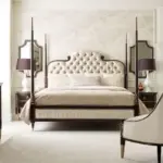 Ivory Button-tufted Finial-detail Bed