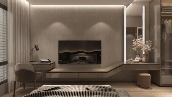Dark-tone Floating-style Linear TV Cabinet