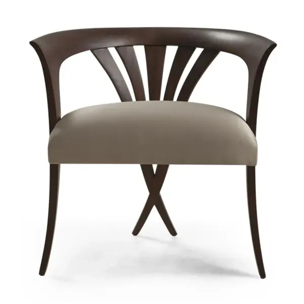 Dark-tone Fan-back Crossed-leg Dining Chair