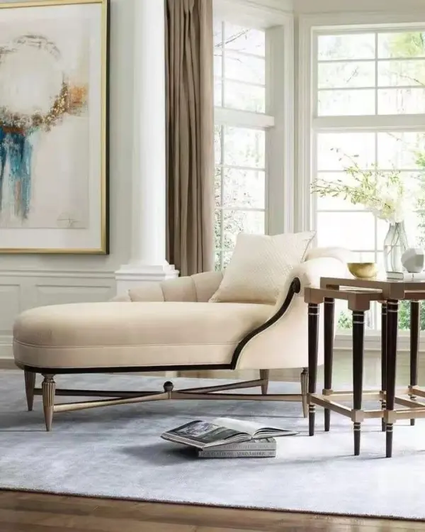 Ivory Slender Dark-tone Chaise Longue