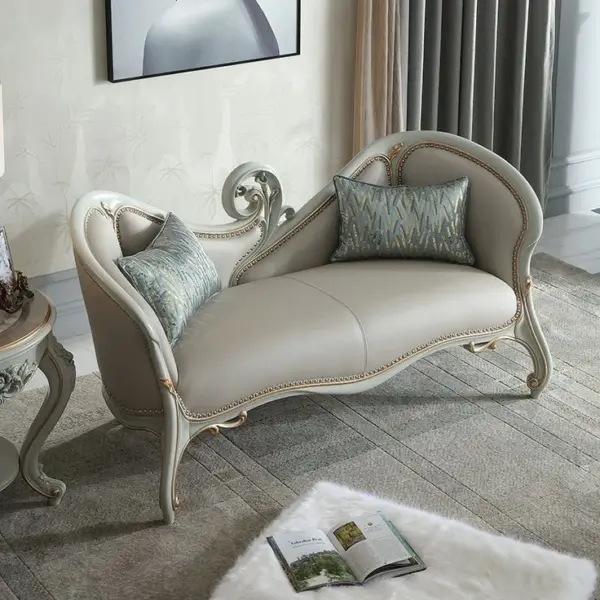 Grey Scroll-detail Framed Lounge Chair