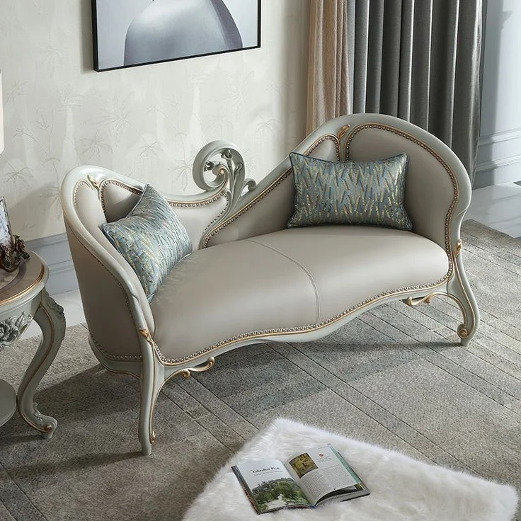 Grey Scroll-detail Framed Lounge Chair