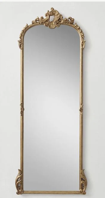 Gold-accent Crest-detail Tall Mirror