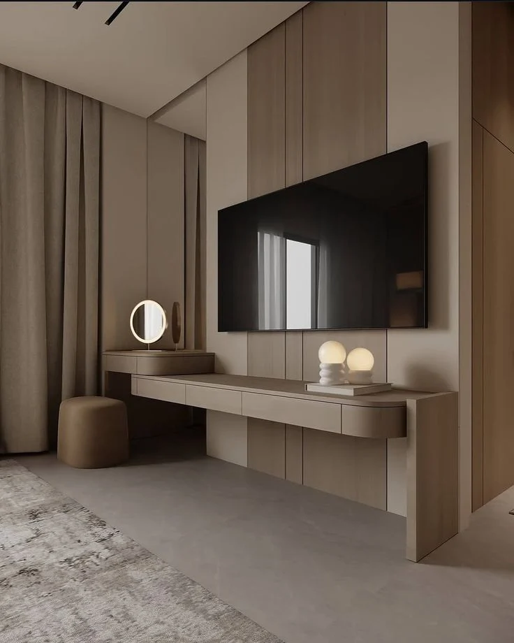 Brown Floating-style Linear TV Cabinet