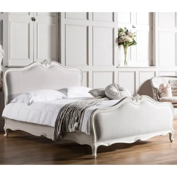 Ivory Scalloped Curved Bed