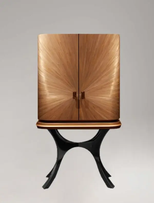 Brown Sunburst-detail Crossed-leg Display Cabinet