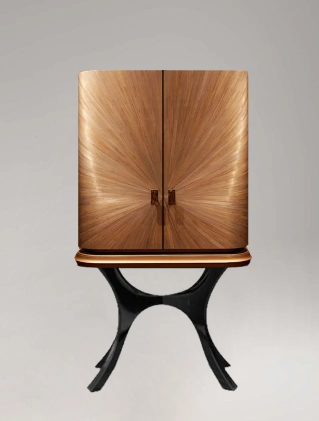 Brown Sunburst-detail Crossed-leg Display Cabinet