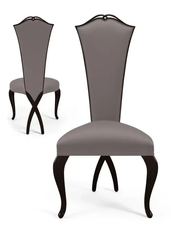 Grey Shield-back Dark-tone Dining Chair