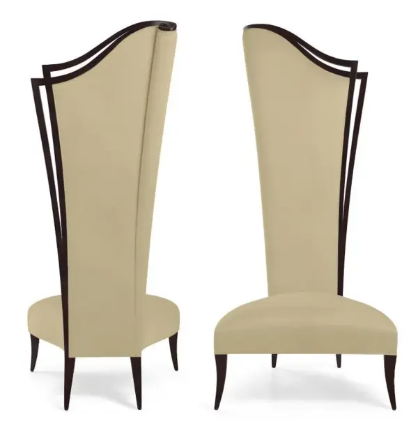 Beige Angular High-back Dining Chair