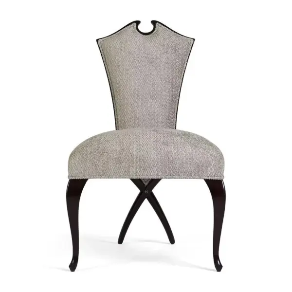 Grey Crown-back Crossed-leg Dining Chair