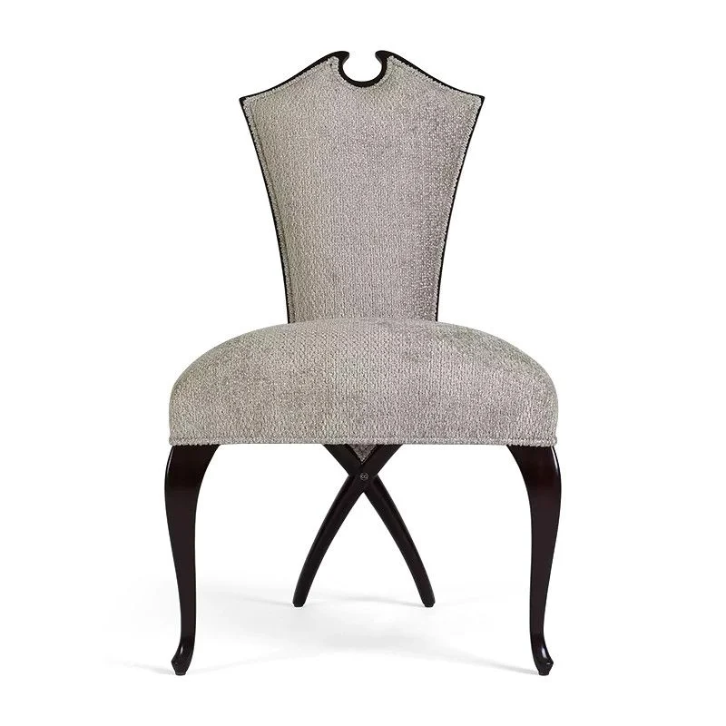 Grey Crown-back Crossed-leg Dining Chair