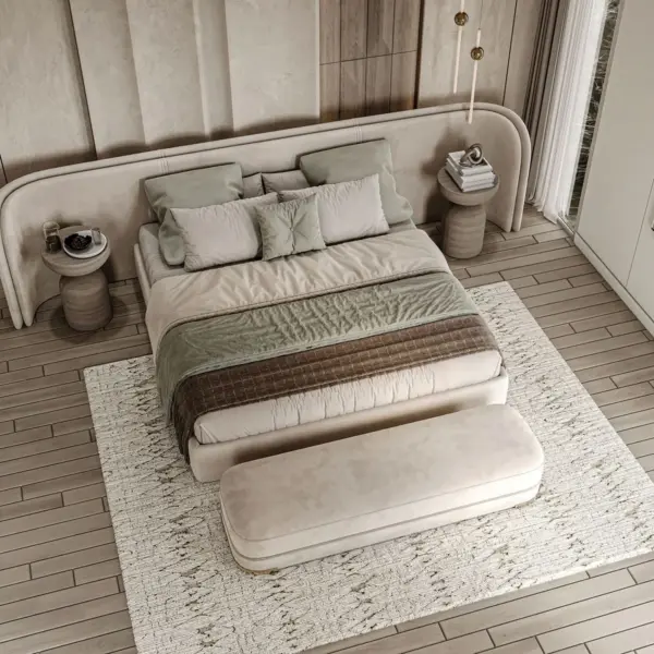 Grey Framed Upholstered Bed