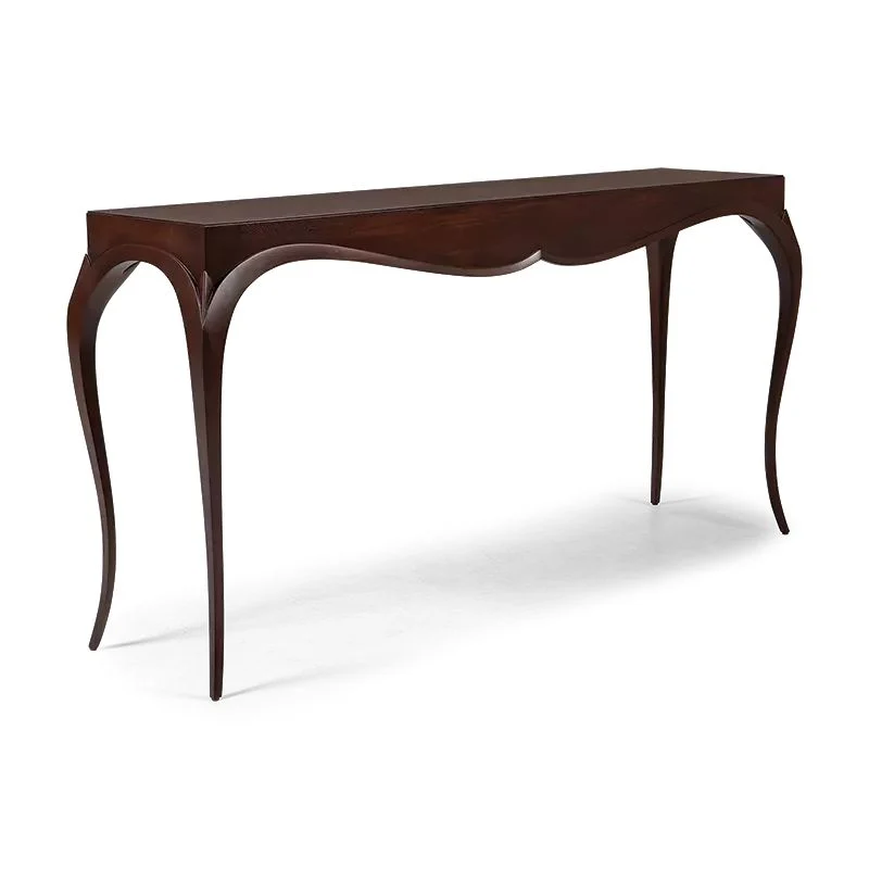 Dark-tone Slender Curved Console Table