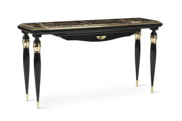 Black Gold-accent Tapered-leg Console Table