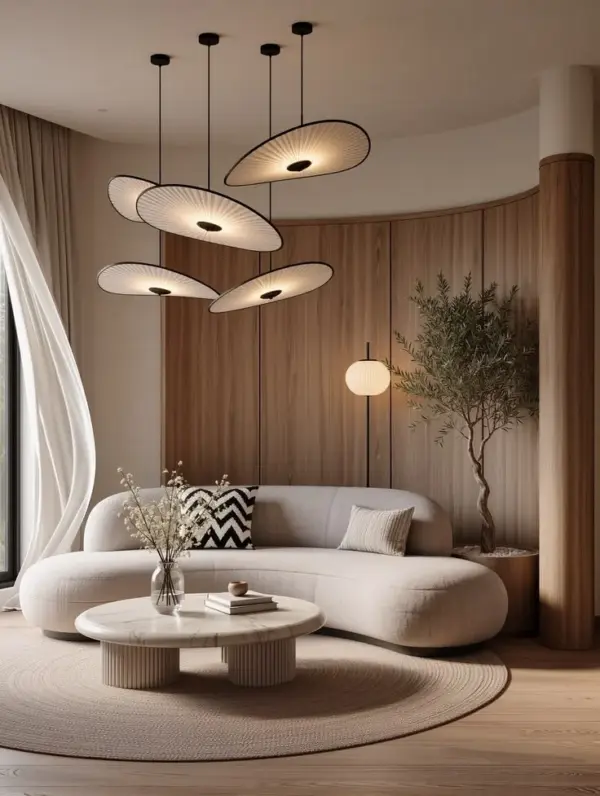 Ivory Rounded Low-profile Living Room Seating