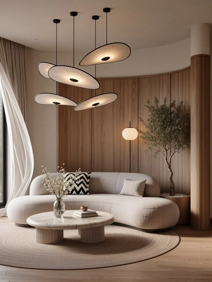 Ivory Rounded Low-profile Living Room Seating