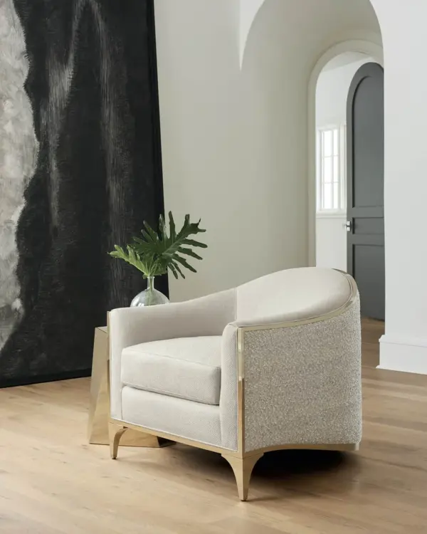 Ivory Woven-look Square Lounge Chair