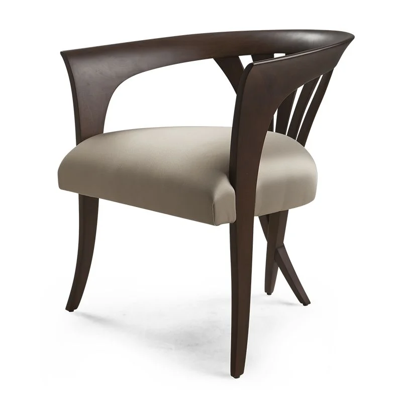 Dark-tone Fan-back Arm-detail Dining Chair