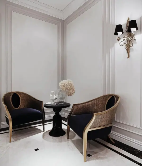 Black Rounded Gold-accent Lounge Chair