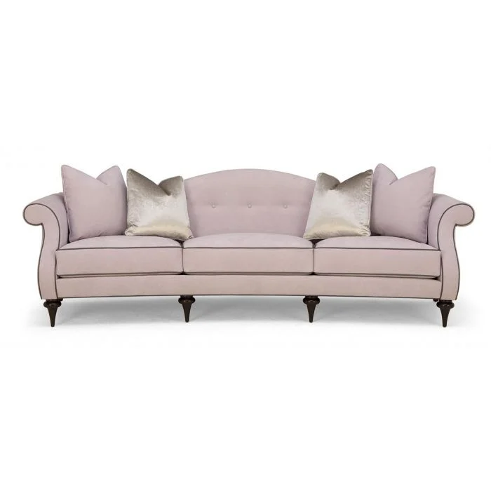 Blush Scroll-arm Slender Sofa