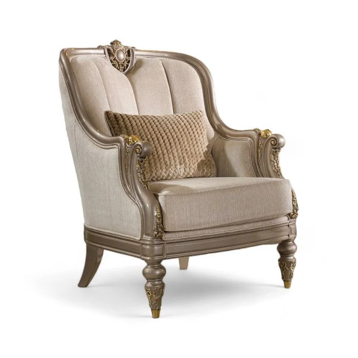 Ivory Framed Turned-leg Lounge Chair