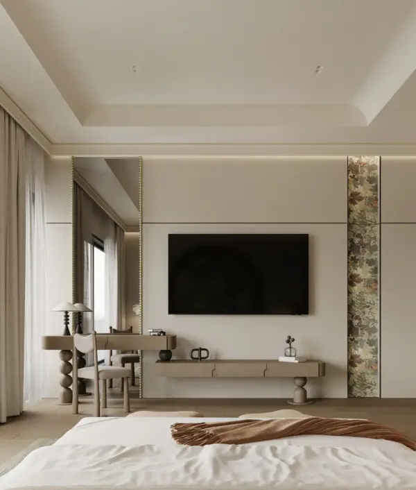 Ivory Linear Slender TV Cabinet