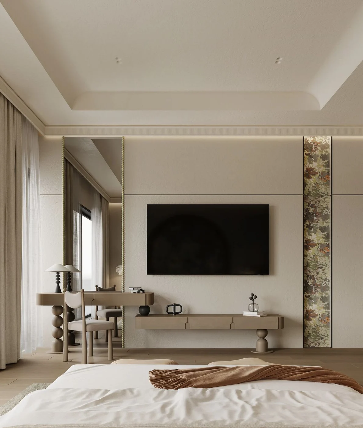 Ivory Linear Slender TV Cabinet