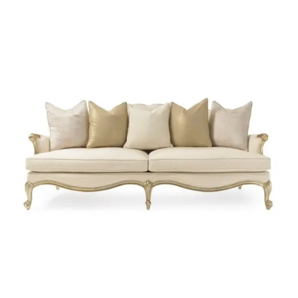 Ivory Curved Scalloped Sofa