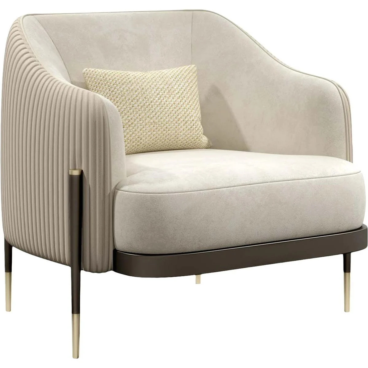 Ivory Fluted Gold-accent Lounge Chair