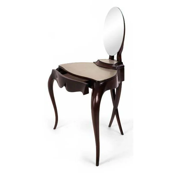 Dark-tone Oval Curved Dressing Table