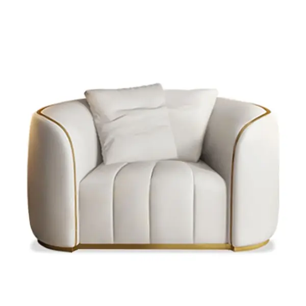 Ivory Channelled Rounded Lounge Chair