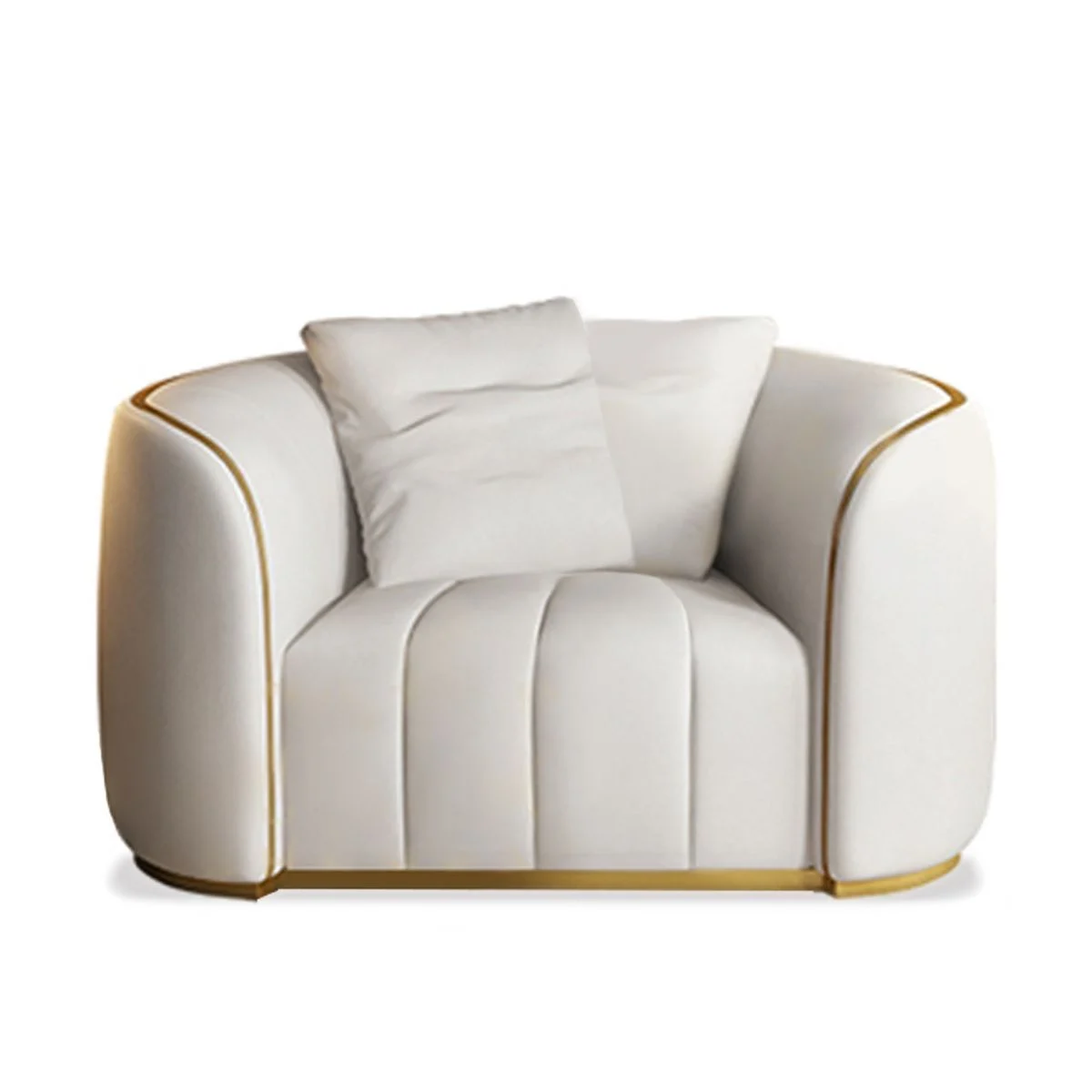 Ivory Channelled Rounded Lounge Chair