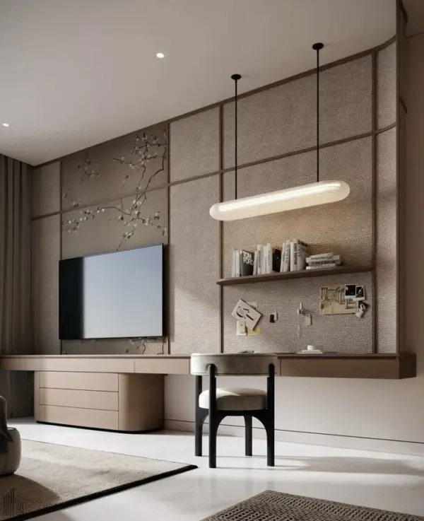 Brown Linear Wall-layout Dressing Table