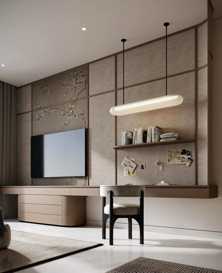 Brown Linear Wall-layout Dressing Table