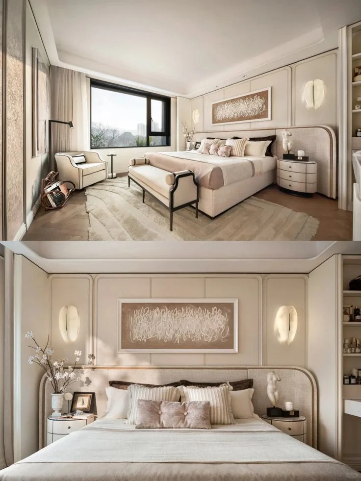 Ivory Framed Curved Bed