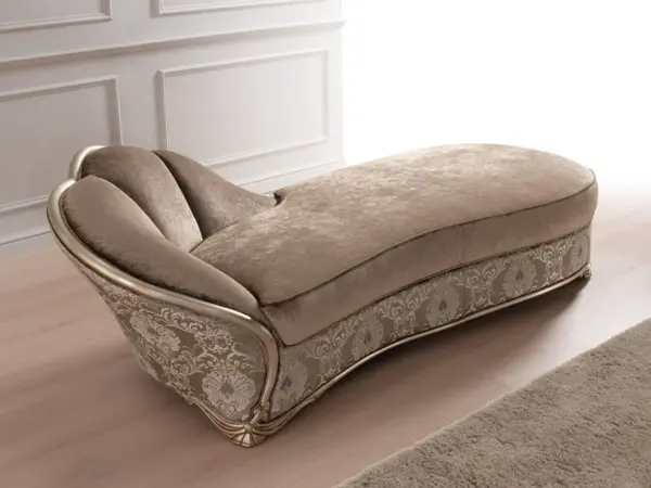 Brown Patterned Rounded Chaise Longue