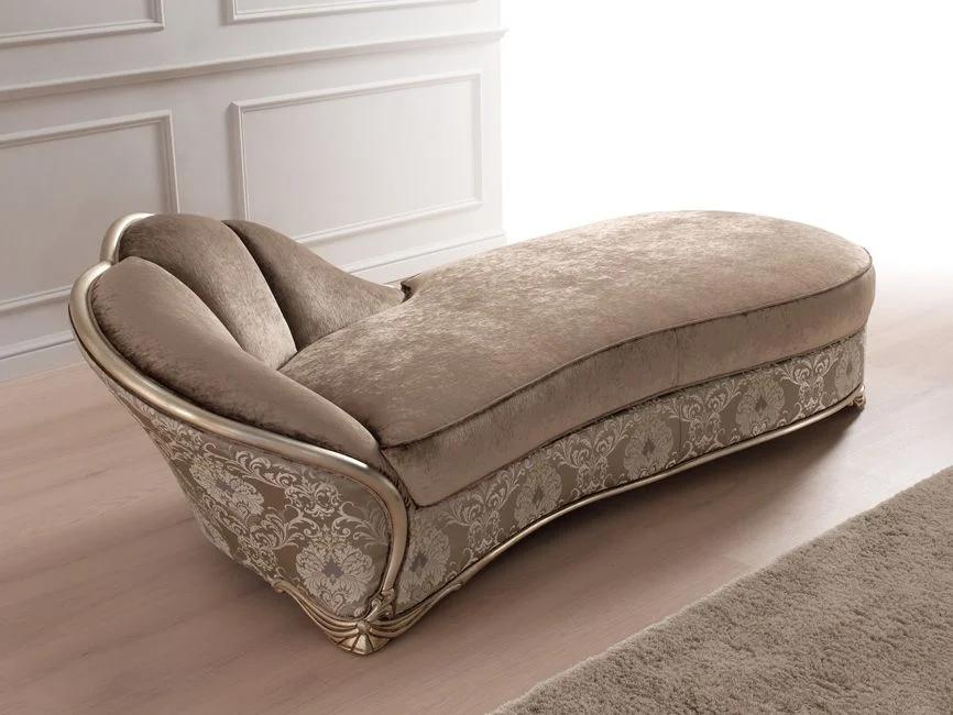 Brown Patterned Rounded Chaise Longue