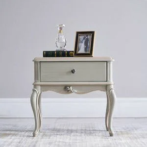 Grey Drawer Curved Bedside Cabinet