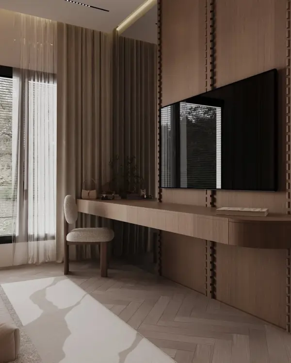 Brown Floating-style Linear TV Cabinet