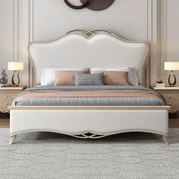 Ivory Double-arch Framed Bed