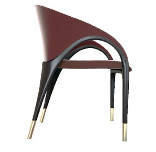 Burgundy Angular Black Dining Chair