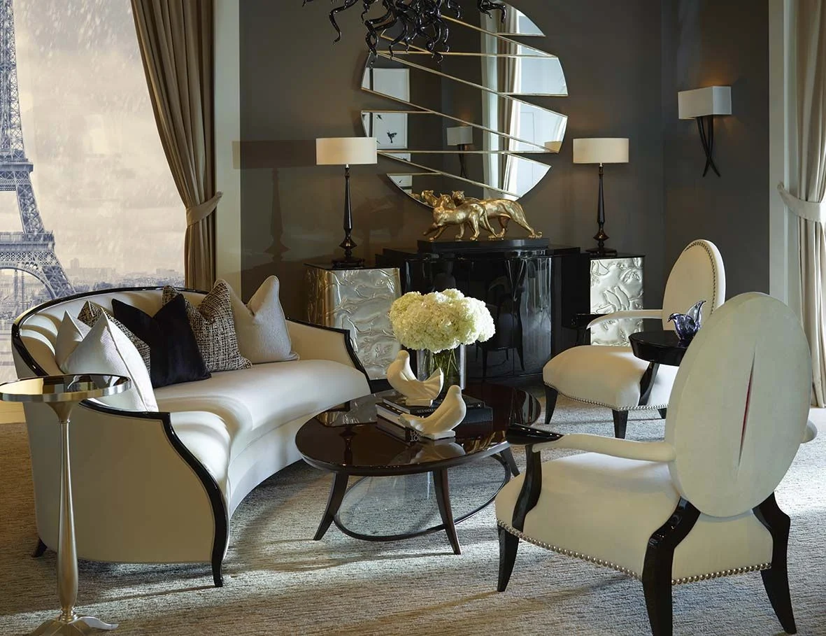 Ivory Dark-tone Curved Living Room Seating