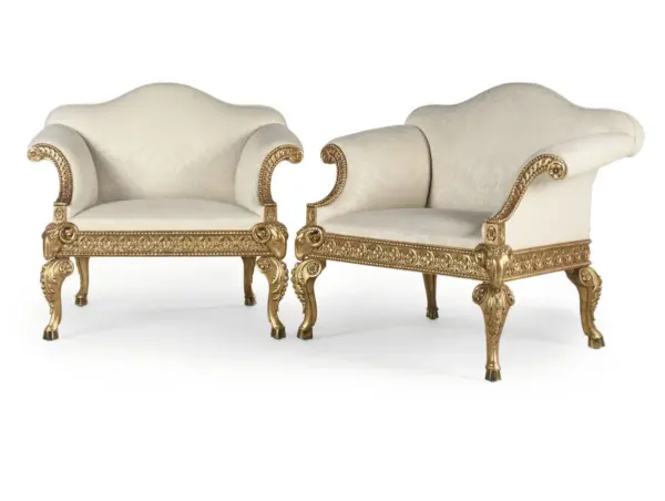 Ivory Gold-accent Scalloped Lounge Chair
